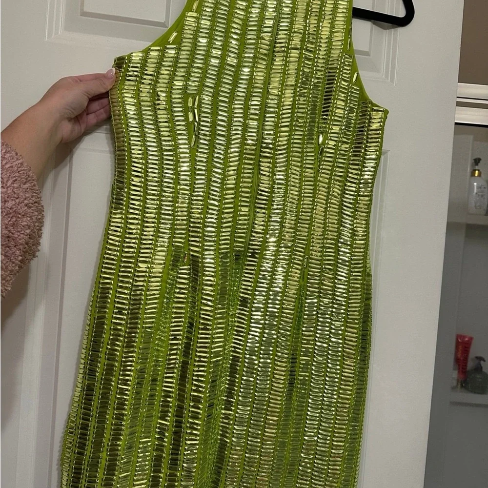 River Island Lime Green Sequin Dress - Picture 9 of 9